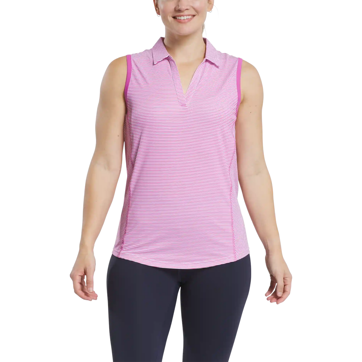 Stripe Open Placket Sleeveless Women